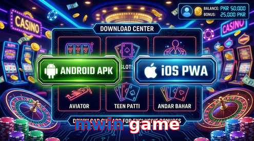 Main screen of Mwin Game download page for PK players